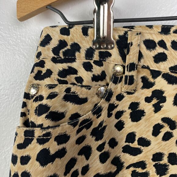 See By Chloe Cheetah Animal Print Denim Skirt Size 8 Below Knee A-Line Zip Front - Picture 8 of 14